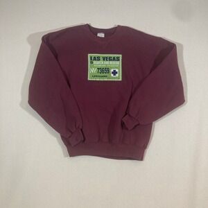 Vintage Y2K‎ M.J. Soffe Crewneck Sz Large Burgundy Heavy Las Vegas Lifeguard